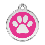 Hot Pink Pawprint Pet Tag