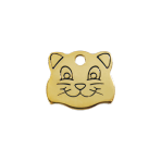Brass Cat Face Pet Tag
