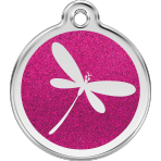 Hot Pink Glitter Dragonfly Pet Tag