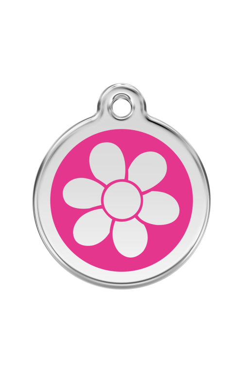 Hot Pink Flower Pet Tag