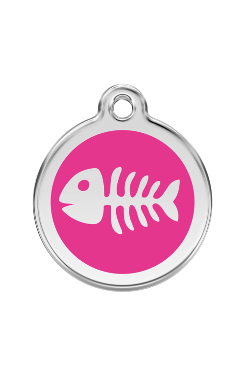 Hot Pink Fish Skeleton Pet Tag