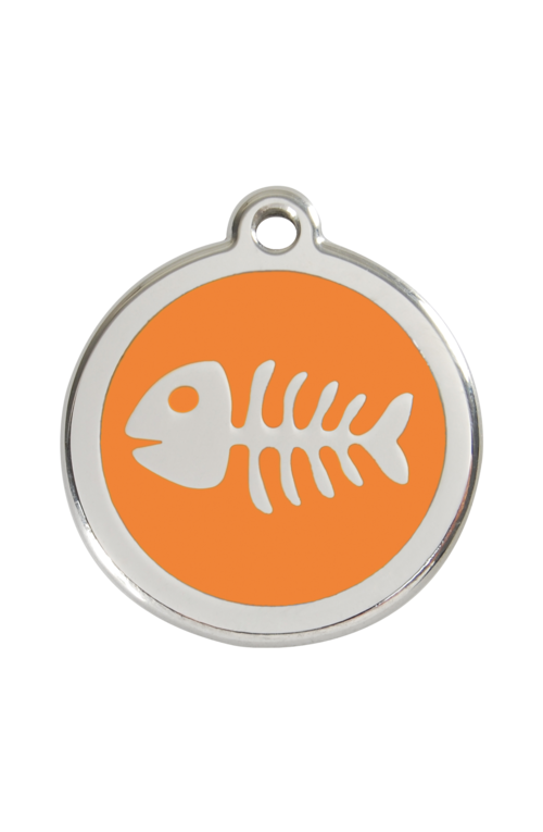 Orange Fish Skeleton Pet Tag