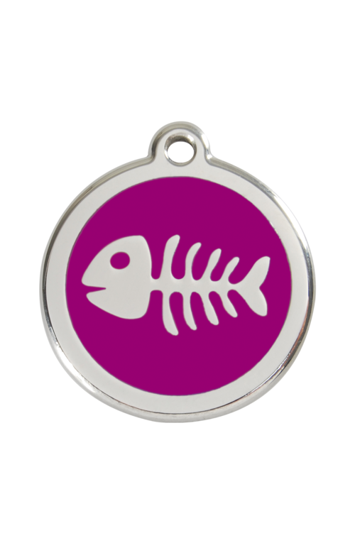 Purple Fish Skeleton Pet Tag