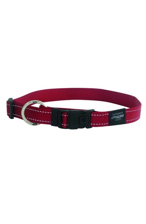 Rogz Utility Reflective Stitching Dog Collar - Red
