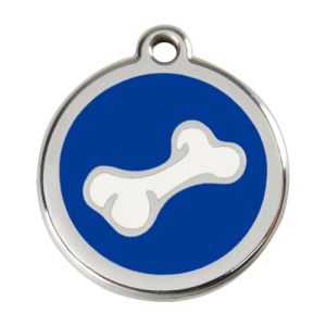Dark Blue Cartoon Bone Pet Tag