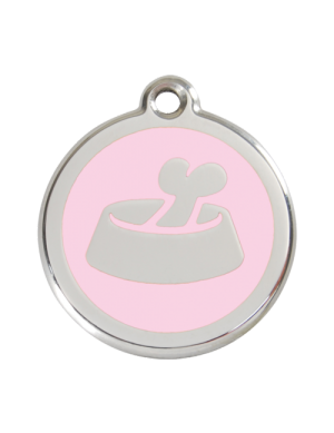 Pink Bone in Bowl Pet Tag