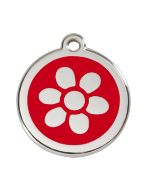 Red Flower Pet Tag