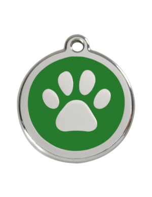Green Pawprint Pet Tag