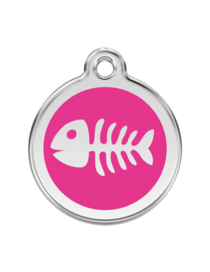 Hot Pink Fish Skeleton Pet Tag