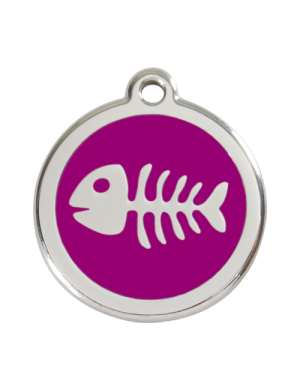 Purple Fish Skeleton Pet Tag