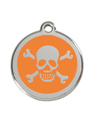 Orange Skull & Crossbones Pet Tag