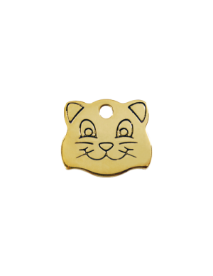 Brass Cat Face Pet Tag