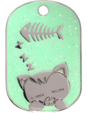 Green Sparkle Sleeping Cat Tag Small