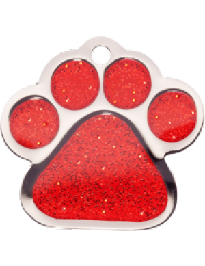 Red Sparkle Paw Print Small