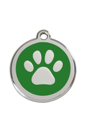 Green Pawprint Pet Tag
