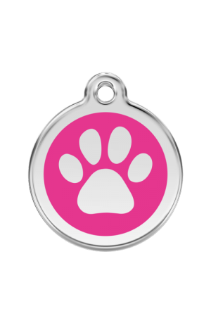 Hot Pink Pawprint Pet Tag
