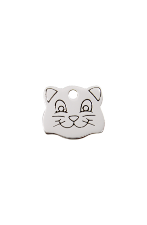 Stainless Steel Cat Face Pet Tag
