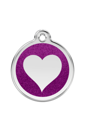 Purple Glitter Heart Pet Tag