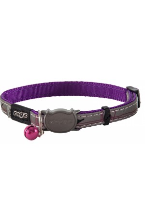 Rogz Night Cat Collar 11mm - Purple Budgies