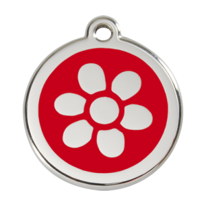 Red Flower Pet Tag